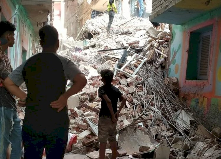 بالصور تفاصيل حادث انهيار عقار حدائق القبة