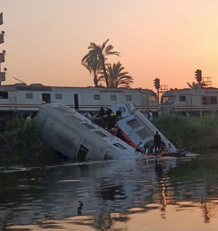 حادث قطار المنيا بلا وفيات والمصابين 20 حتي الثامنه والنصف صباحا