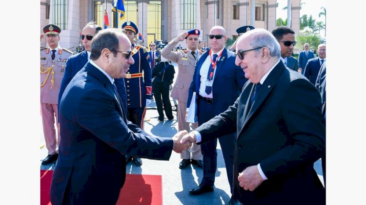 الرئيس السيسي يقوم بتوديع الرئيس الجزائري في مطار القاهرة الدولي