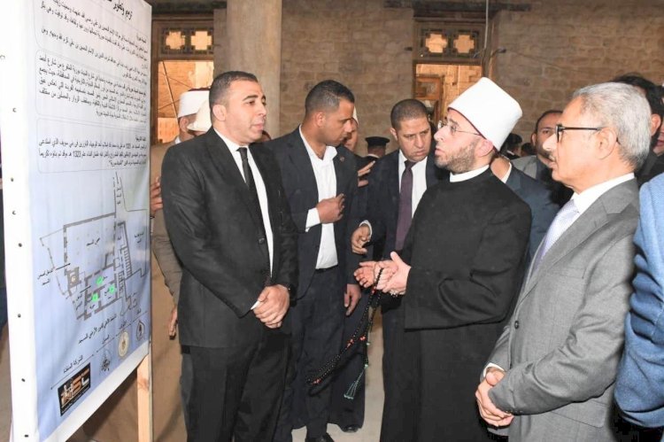 وزير الأوقاف ومحافظ بني سويف يتفقدان أعمال تطوير مسجد السيدة حورية