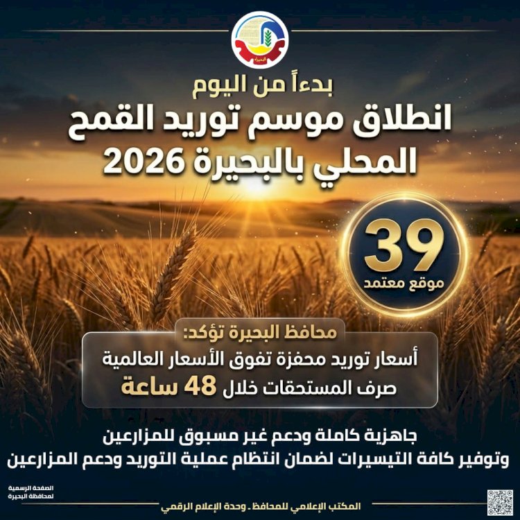 انطلاق موسم توريد القمح بالبحيرة 2026