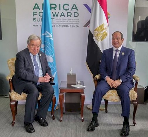 السيسي يلتقي سكرتير عام الأمم المتحدة في نيروبي