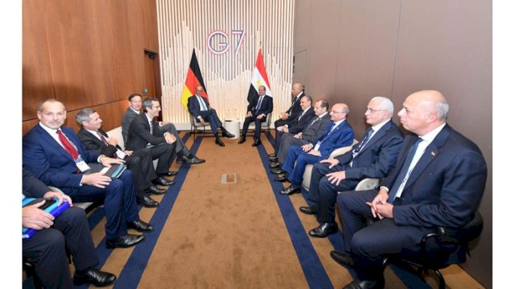 الرئيس السيسي يلتقي المستشار الألماني على هامش اجتماعات قمة مجموعة السبع